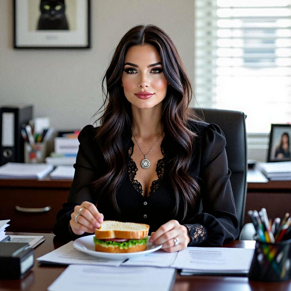 Goth Woman Selfie at Office Desk
