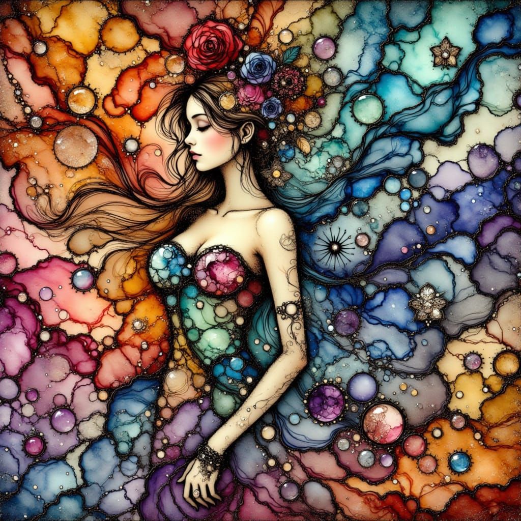 Feminine Power in Chaotic Alcohol Ink Splashes