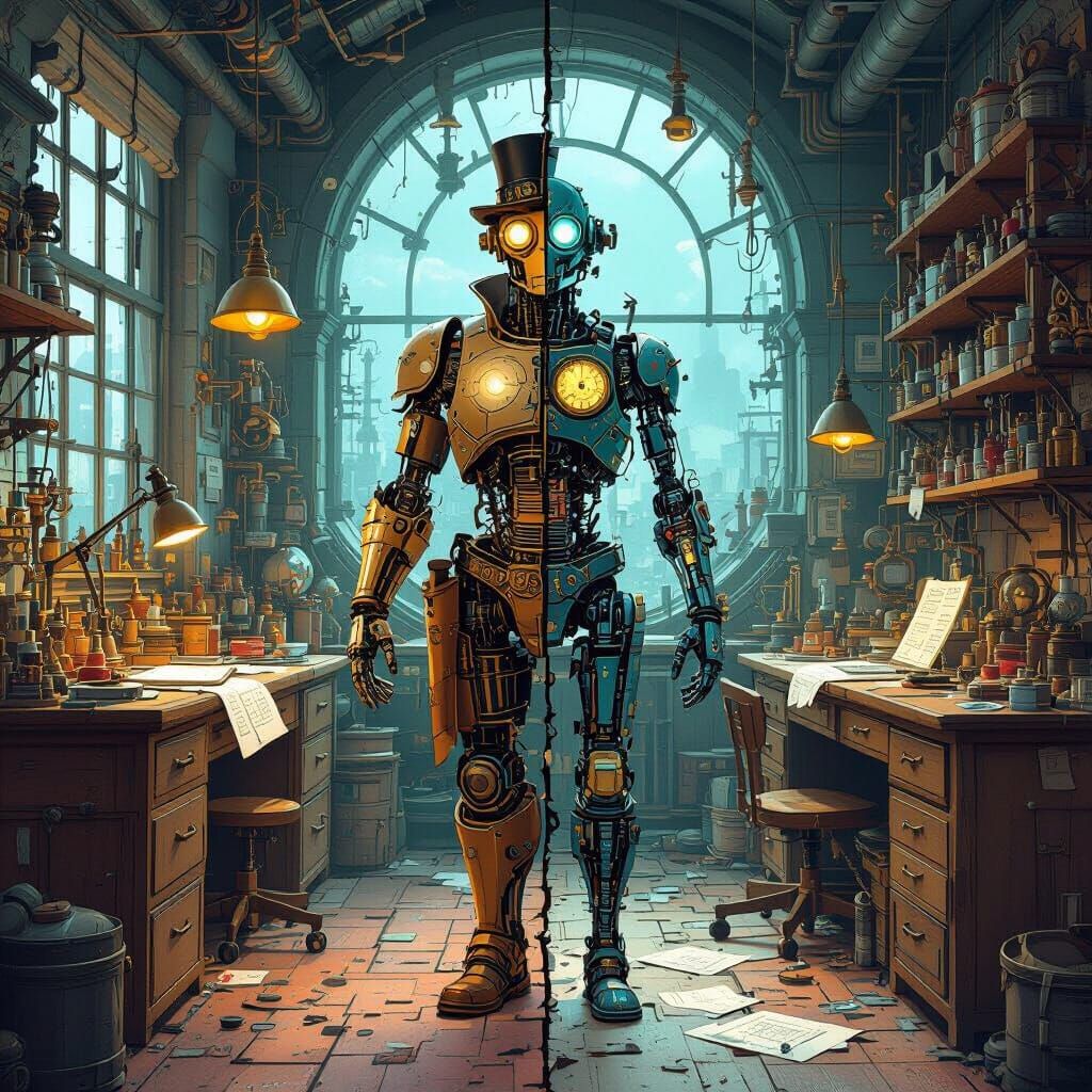 Steampunk Inventor: Divided Workshop and Laboratory