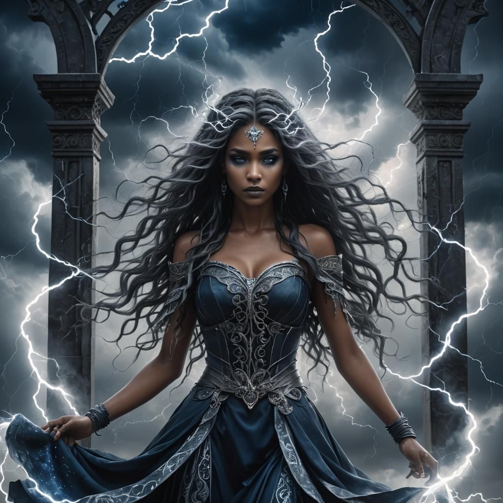 Mysterious Dark Fantasy Goddess of Thunderstorms