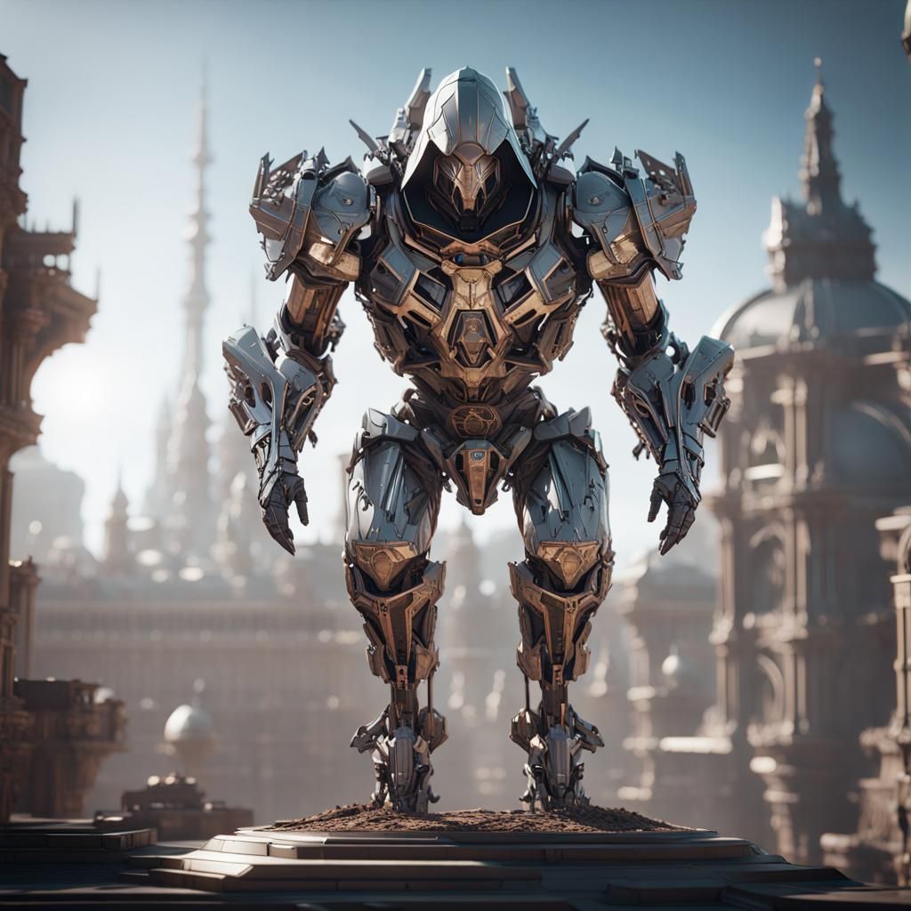 Futuristic Assassin's Creed Mech in Sci-Fi Style