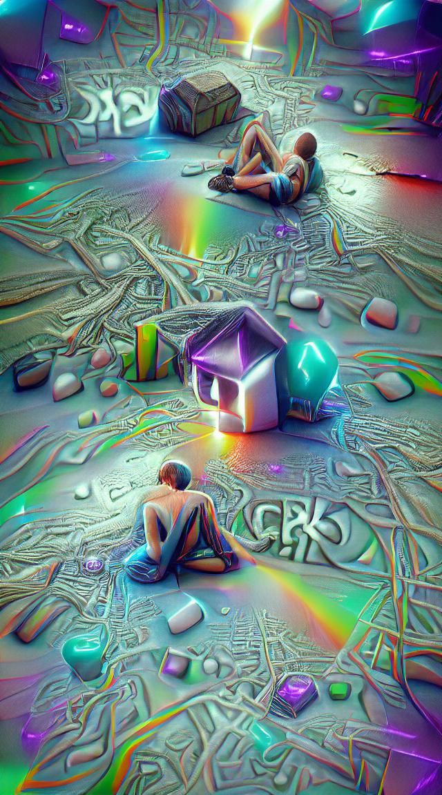 Psychedelic Iridescent Scene in Holographic 3D