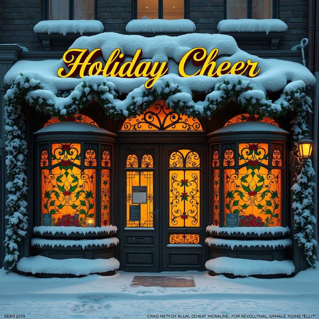 Snowy Holiday Storefront in Vintage Whimsy