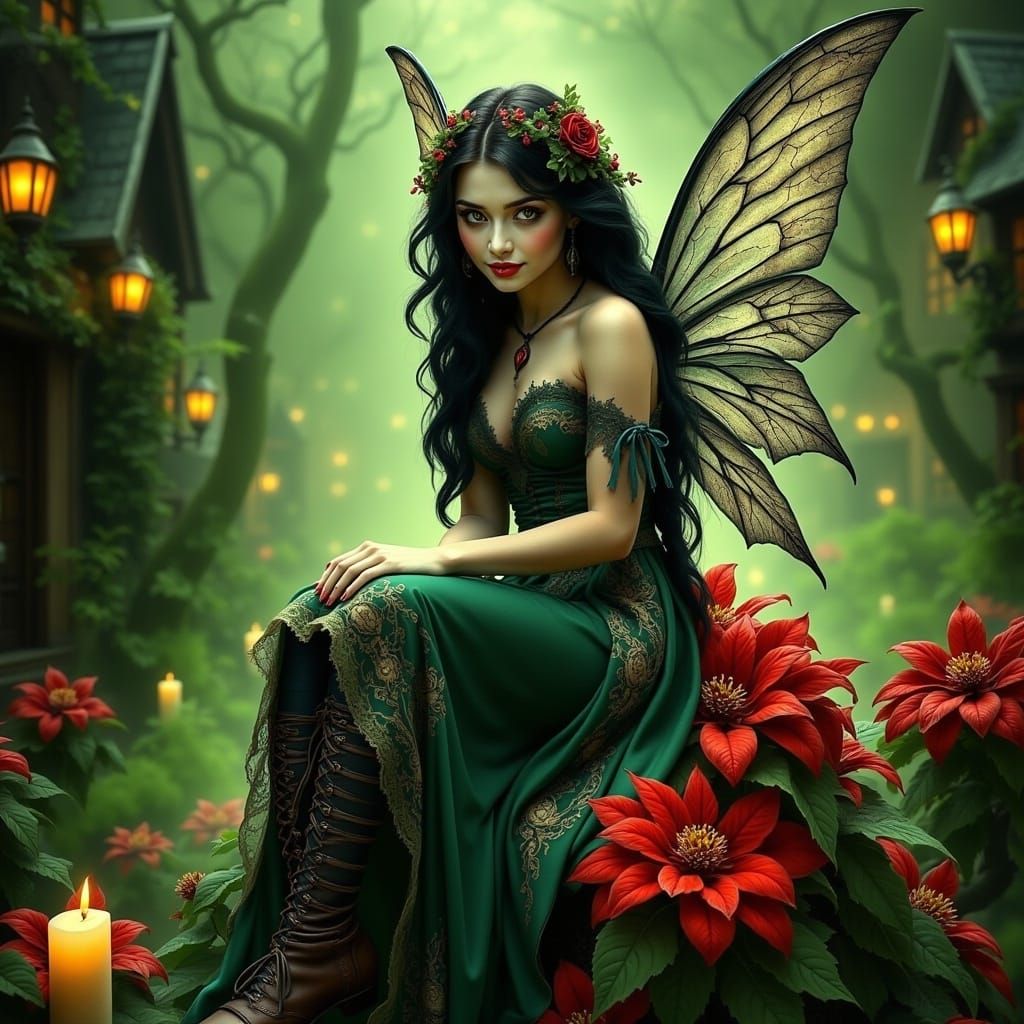 Christmas Fairy in Pre-Raphaelite Style