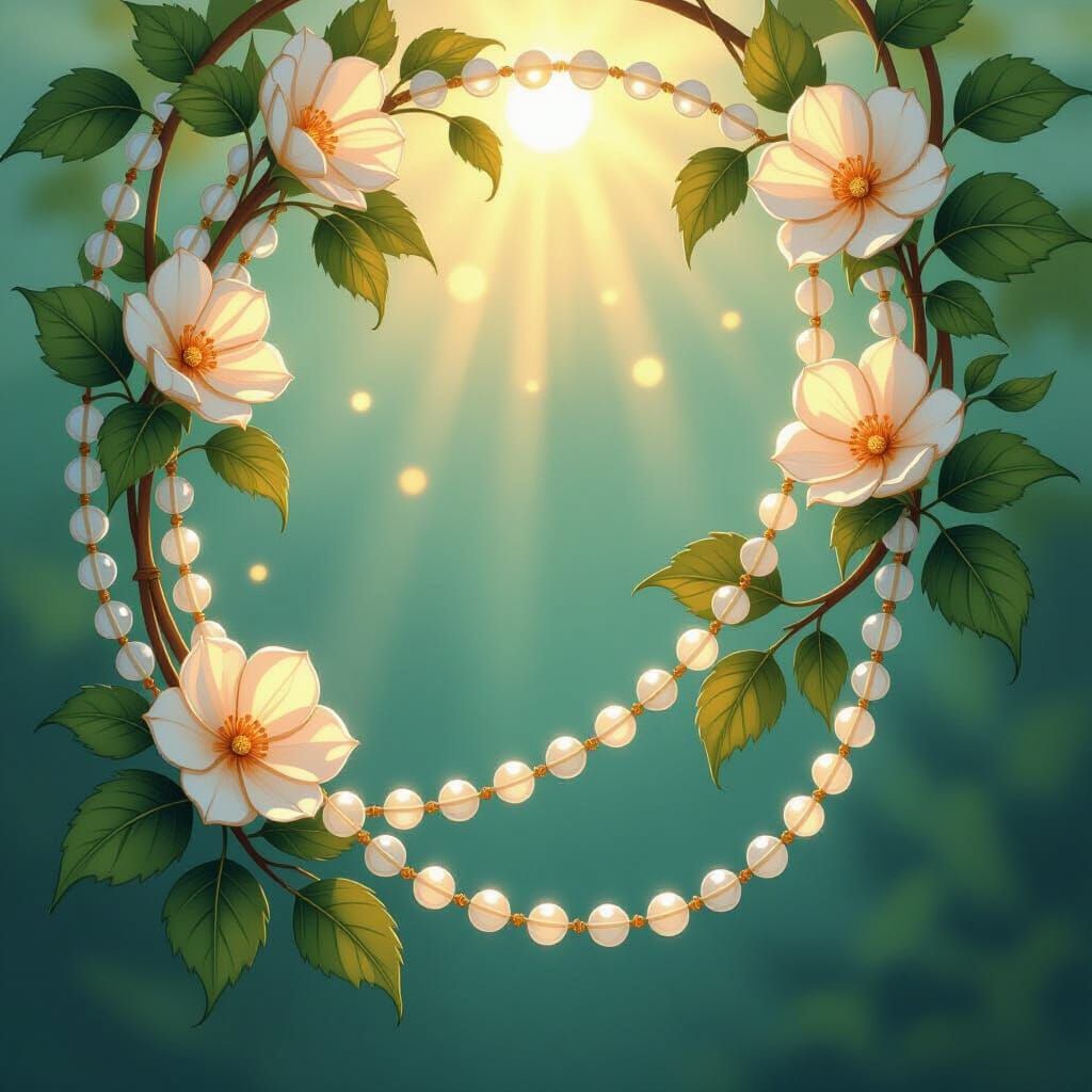 Translucent Beaded Vine in Art Nouveau Style