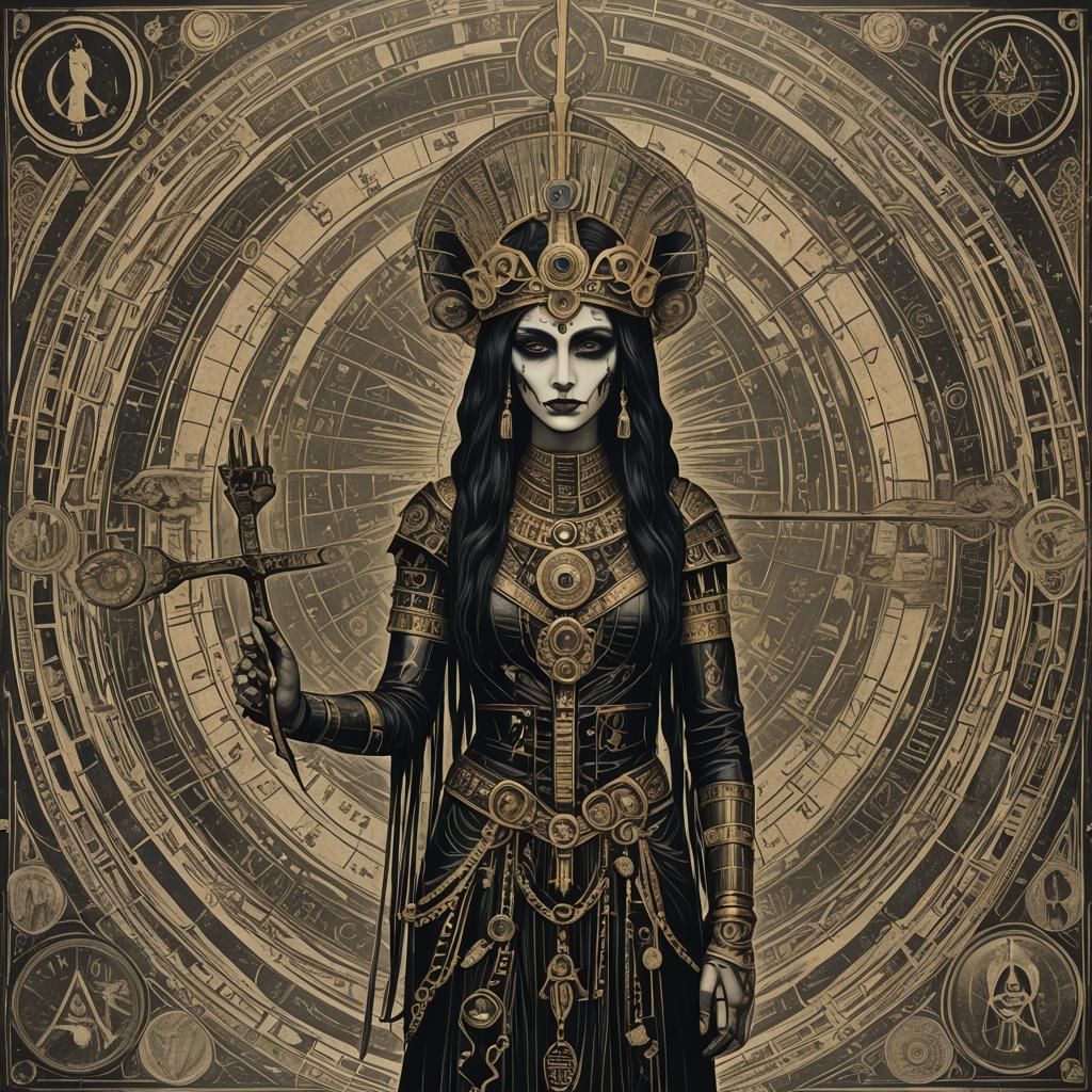 Psychedelic Goddess Portrait in Dark Fantasy Style