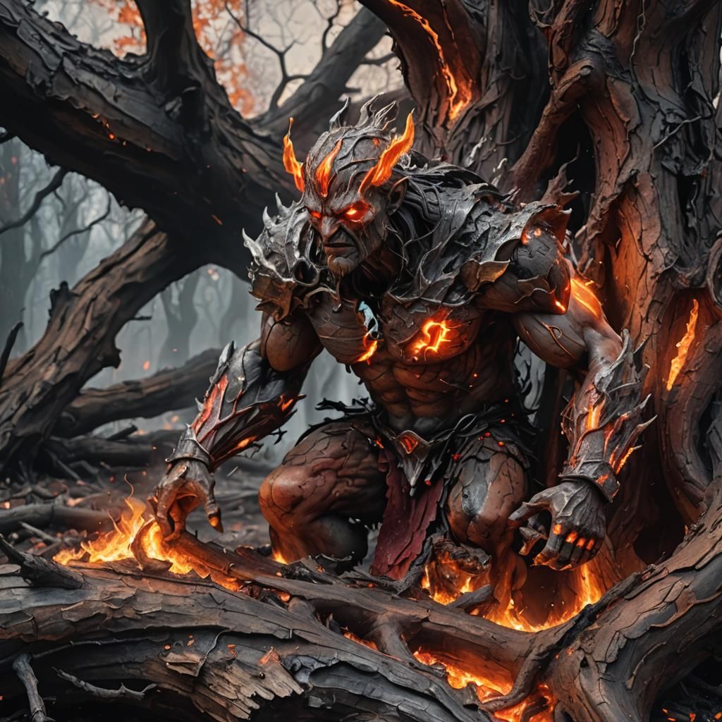 god of trees disintegrating form, the penitent barbarian bar...