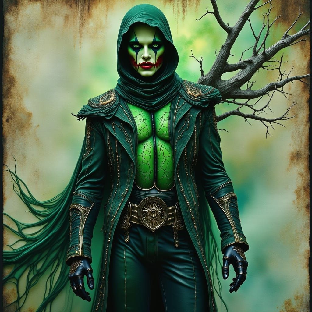 Cyberpunk Noir Portrait in Watercolor