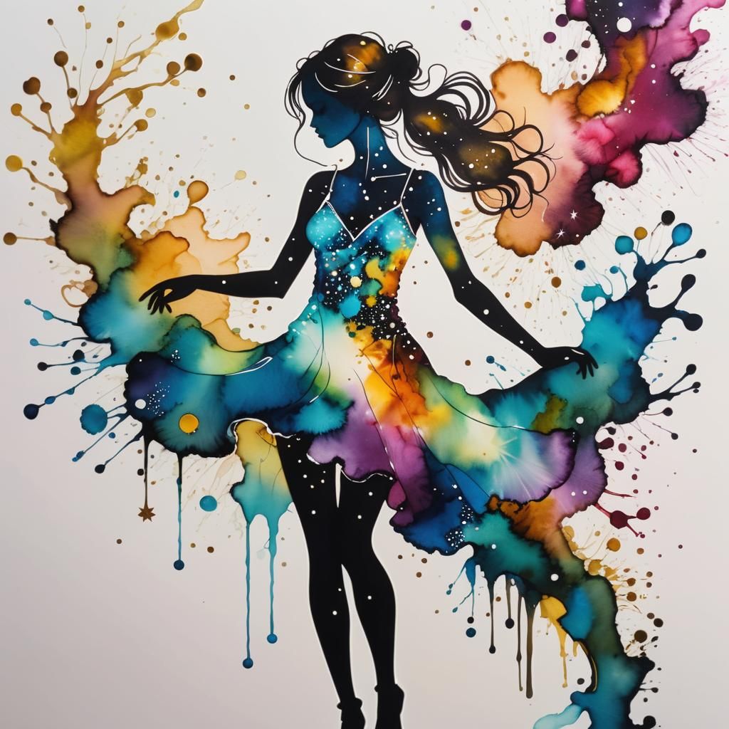 Surreal Nebula Gypsy Dancer in Alcohol Ink