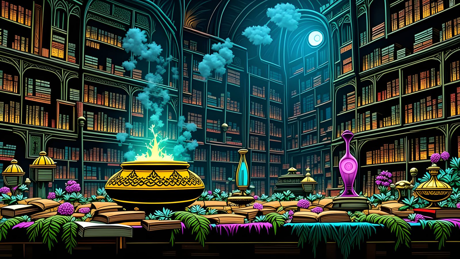 Alchemist's Study: Mystical Discovery in Dark Fantasy Style