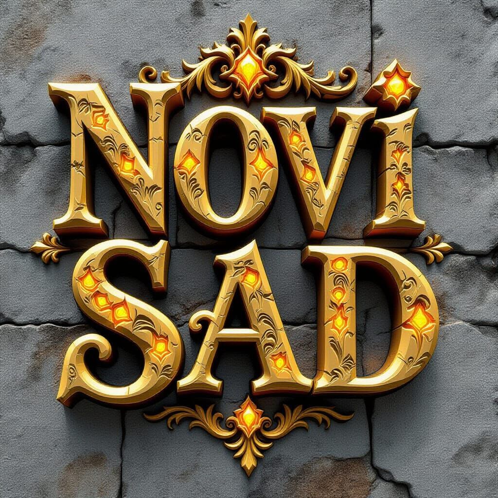 Novi Sad Text: Intricately Designed Artistic Concept Art