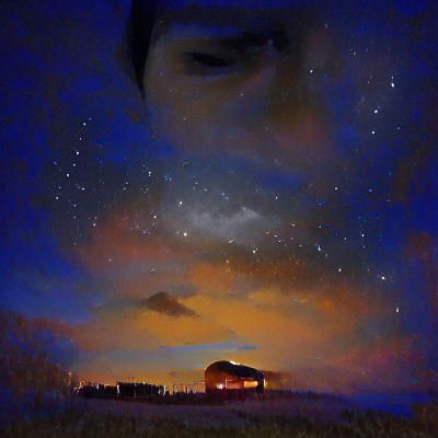 Hyperrealistic Hut Under Stars in Distant Field