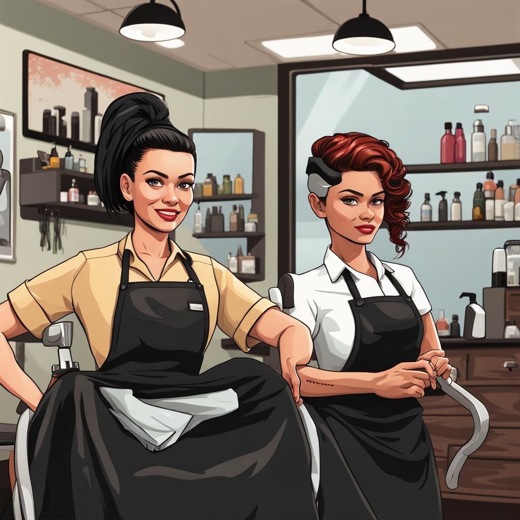 Female Hairdressers in a GTA Style Hair Salon