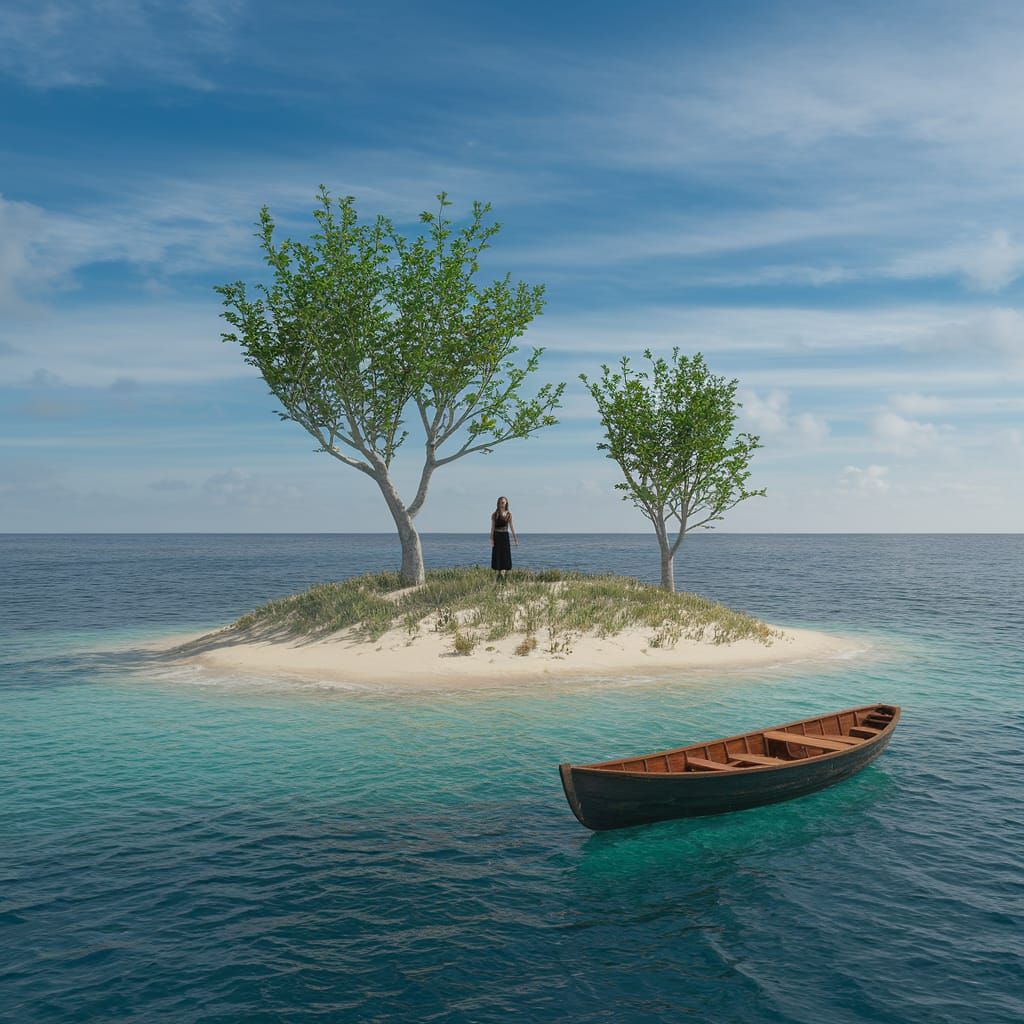 Secluded Island Sanctuary: Matte Painting of Solitude