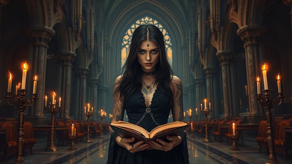 Mystical Sorceress in Post-Apocalyptic Cathedral