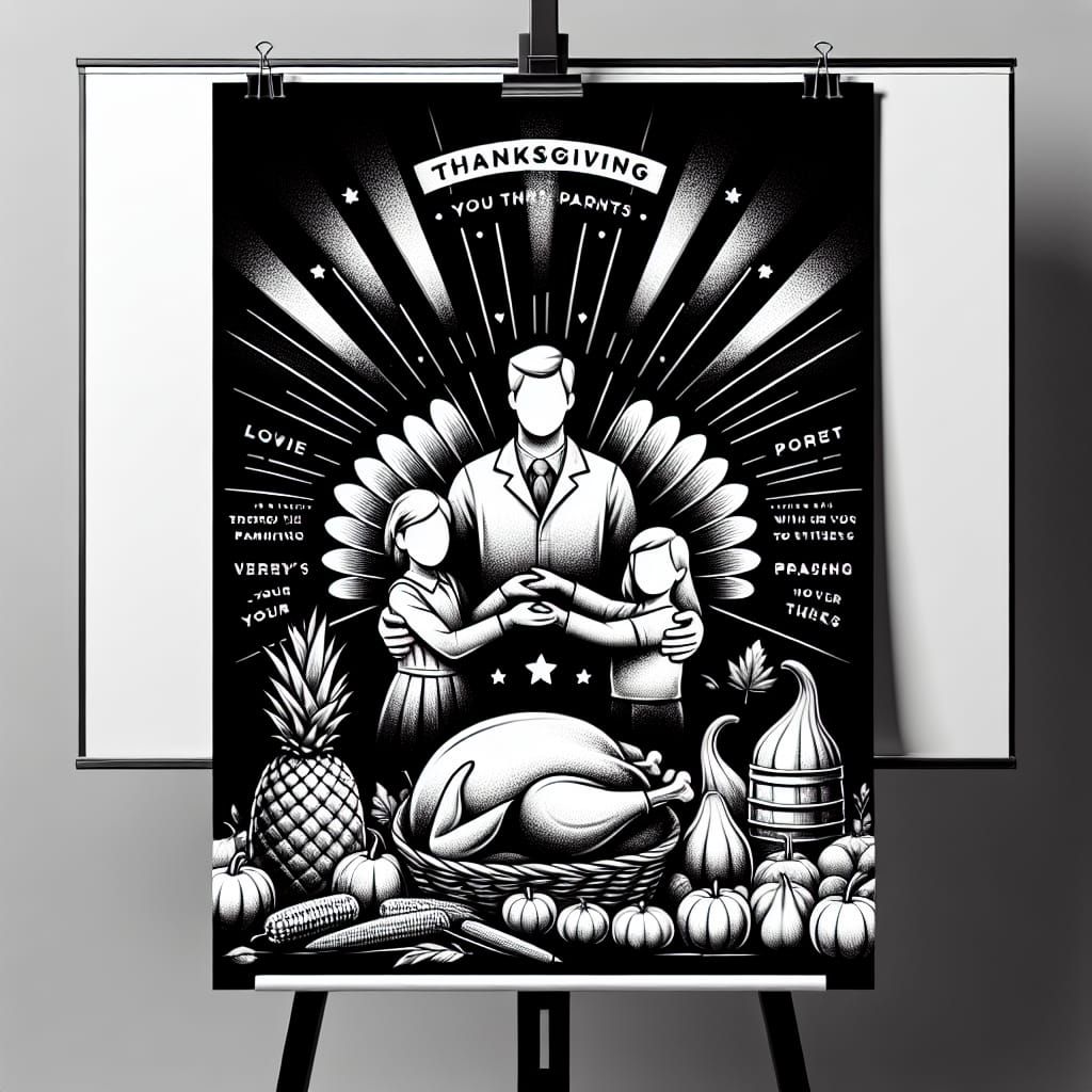 Heartfelt Thanksgiving Poster Design in Pencil Art