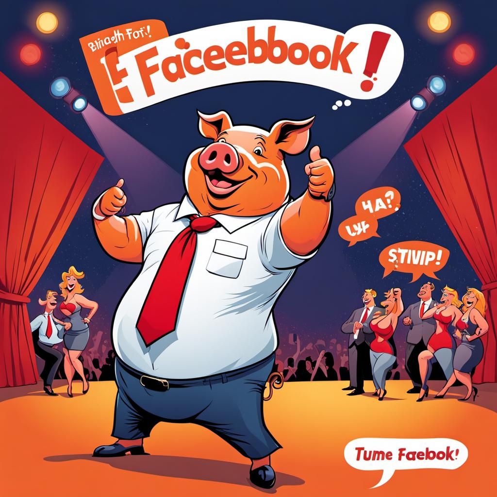 Satirical Pig Dance: A Caricature Illustration