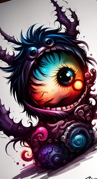 Sparkling Trash Monster Chibi Puppy with Eyeballs