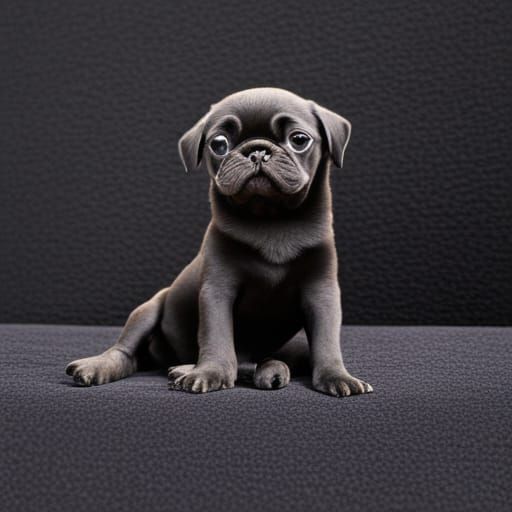 Little Black Pug Portrait