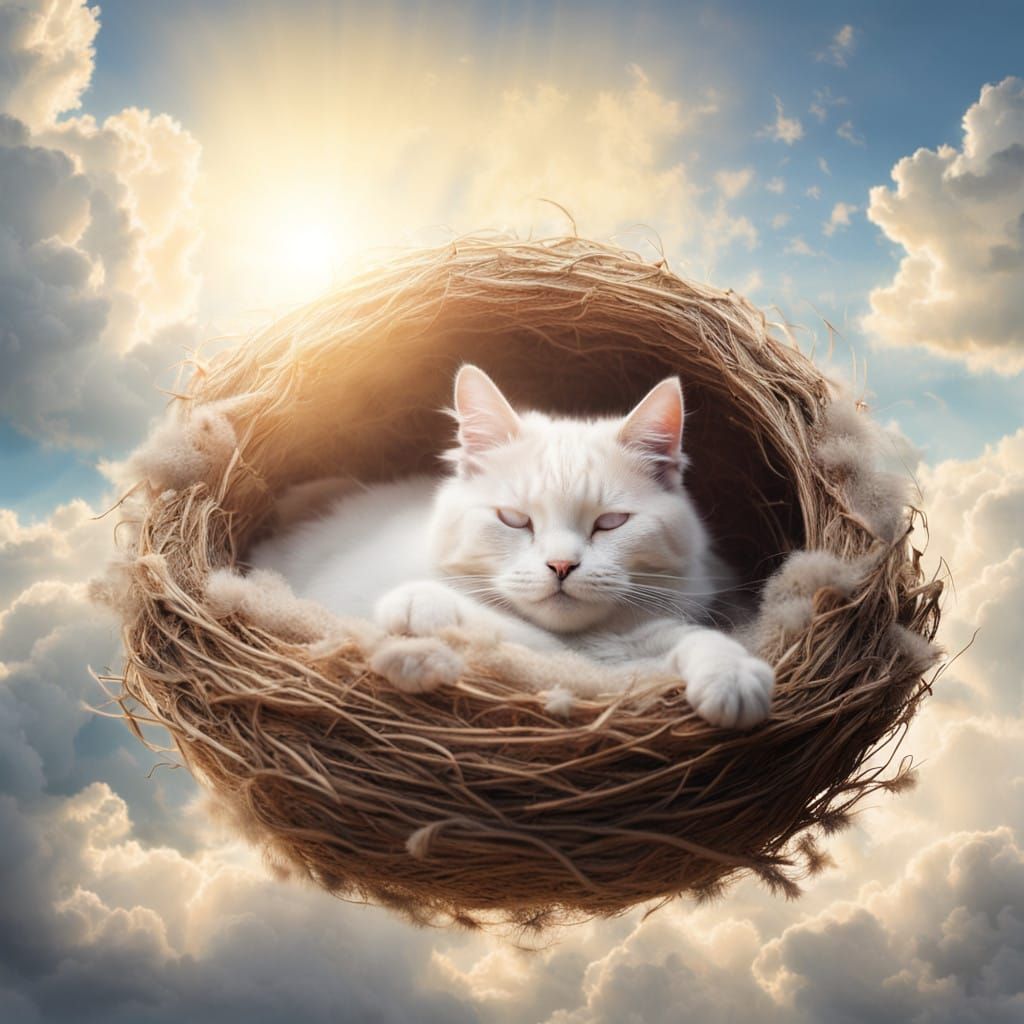 Cat in Serene Heavenly Sanctuary