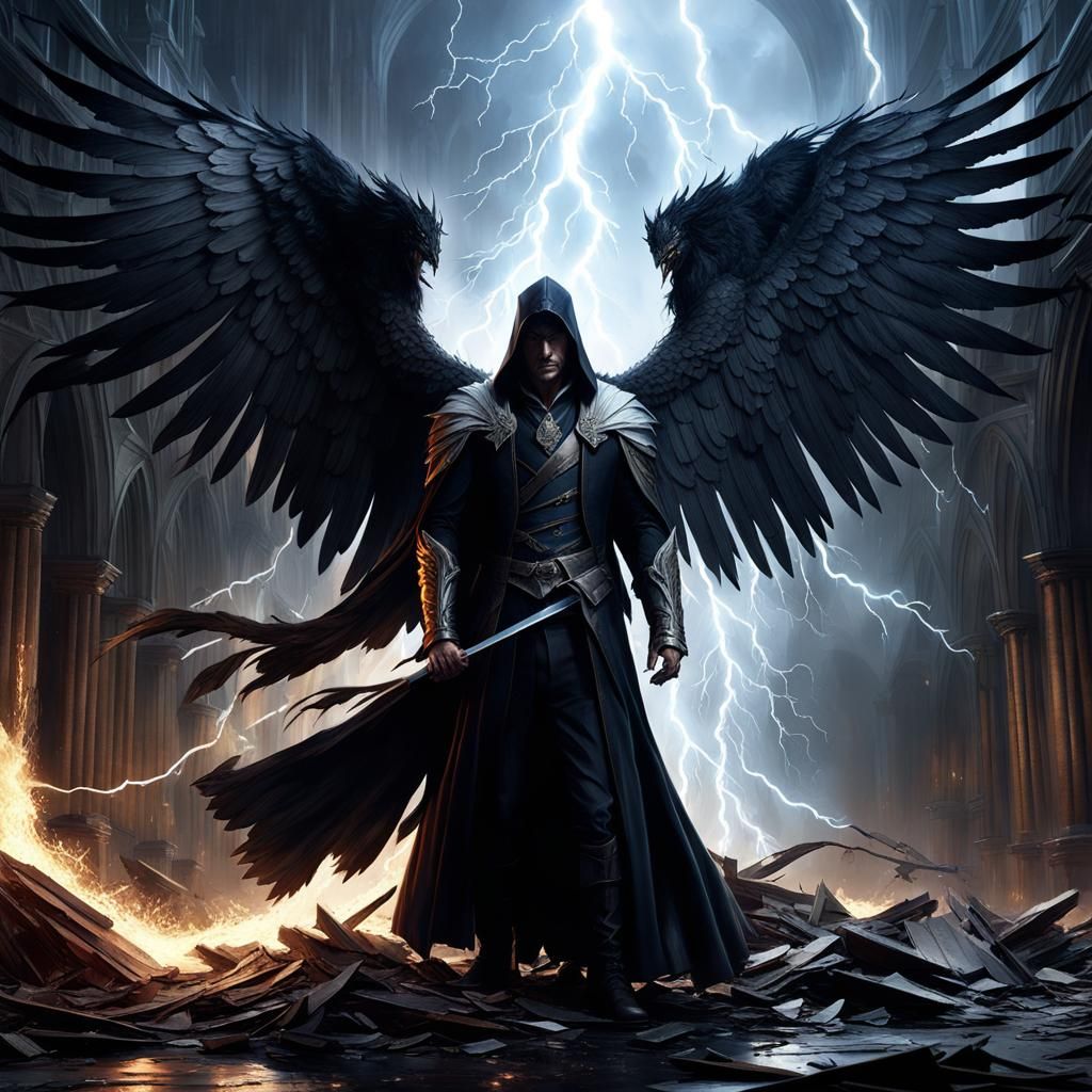 Fallen Angel in Dark Fantasy Style