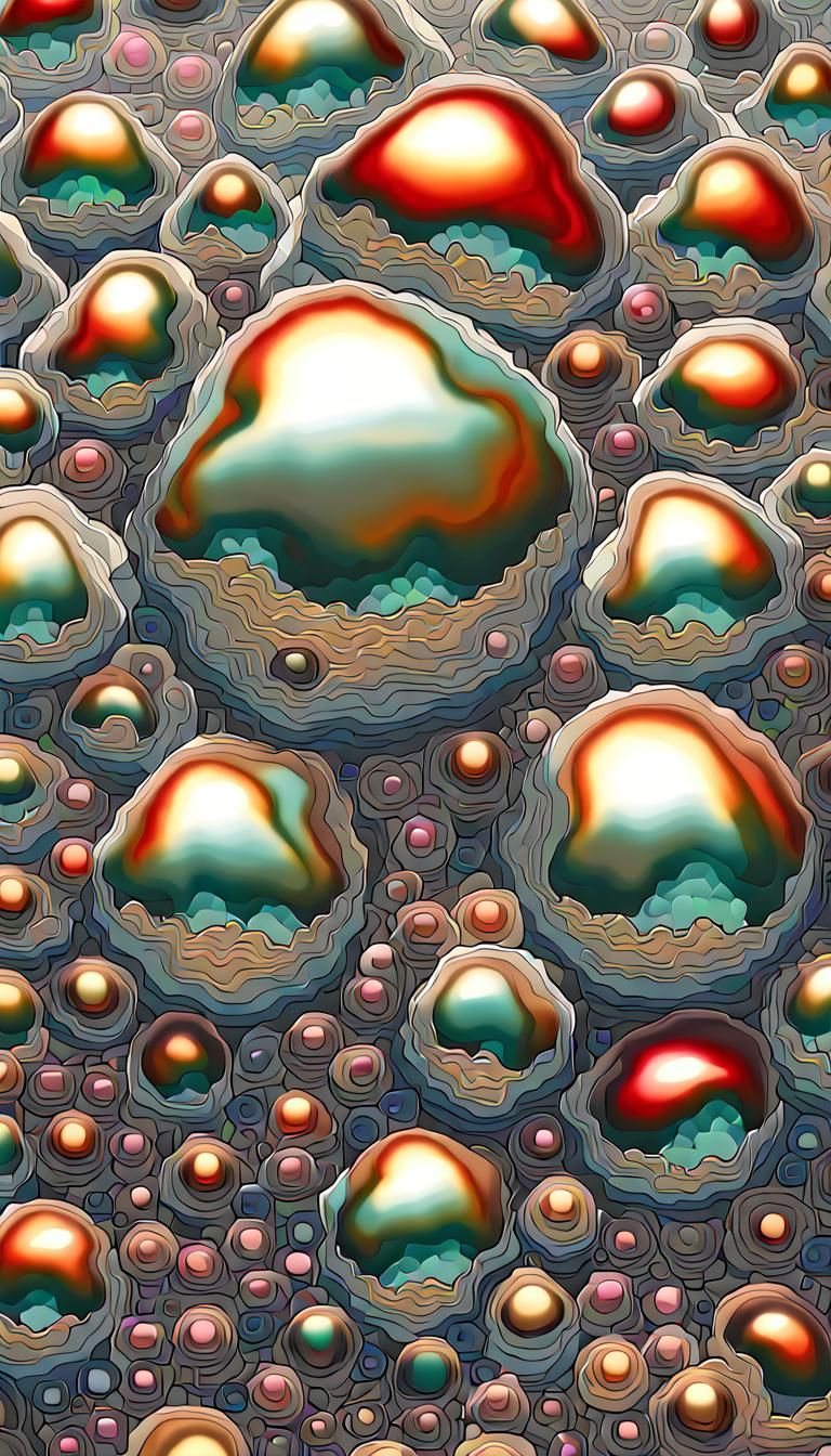 Dynamic Mercury Blobs Deforming in Psychedelic 3D