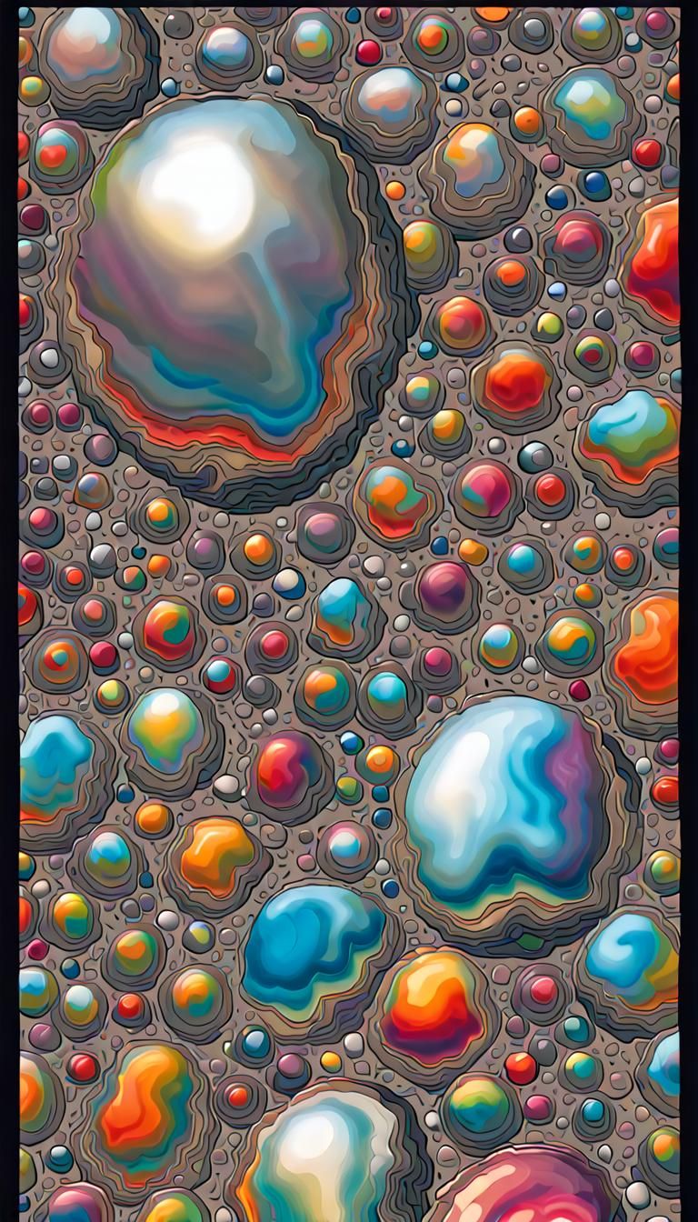 Mercury Blobs Deforming in Zero Gravity: Digital Art