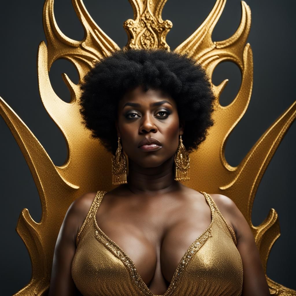 Black Elf Queen Portrait with Gold and Silver Crown