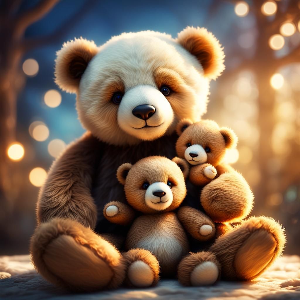 Grote, knuffelige teddybeer oude stijl draagt een schattige ...