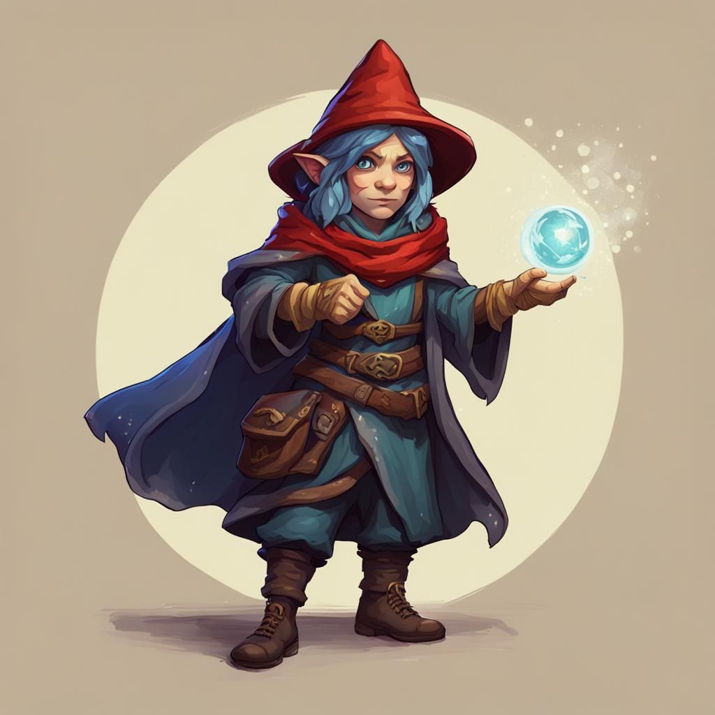 Gnome Thief as Wizard in Fantasy Setting