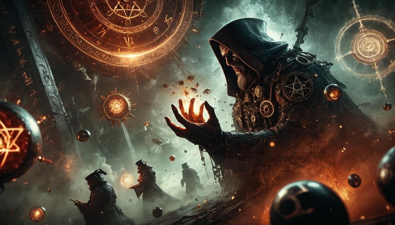 Steampunk Airship Soaring Through Mystical Vortex