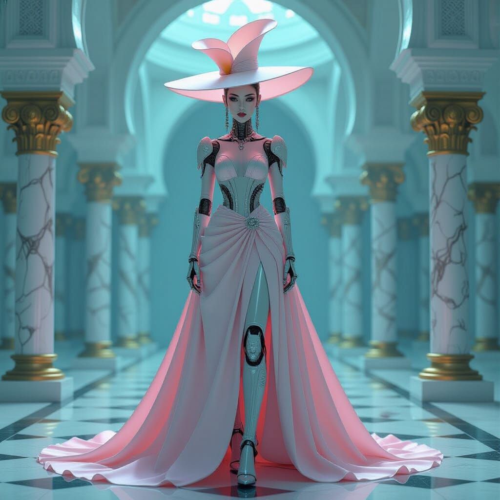 Cyborg Alien Woman in Calla Lily Haute Couture