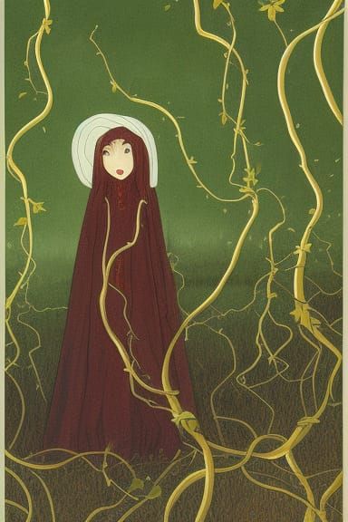 Whimsical Witch in Abstract Expressionist Style