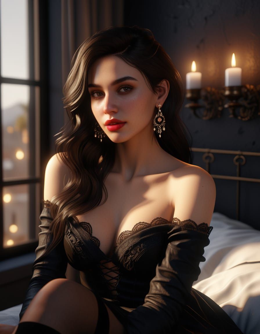 Romantic Realism Portrait: Woman in Candlelight