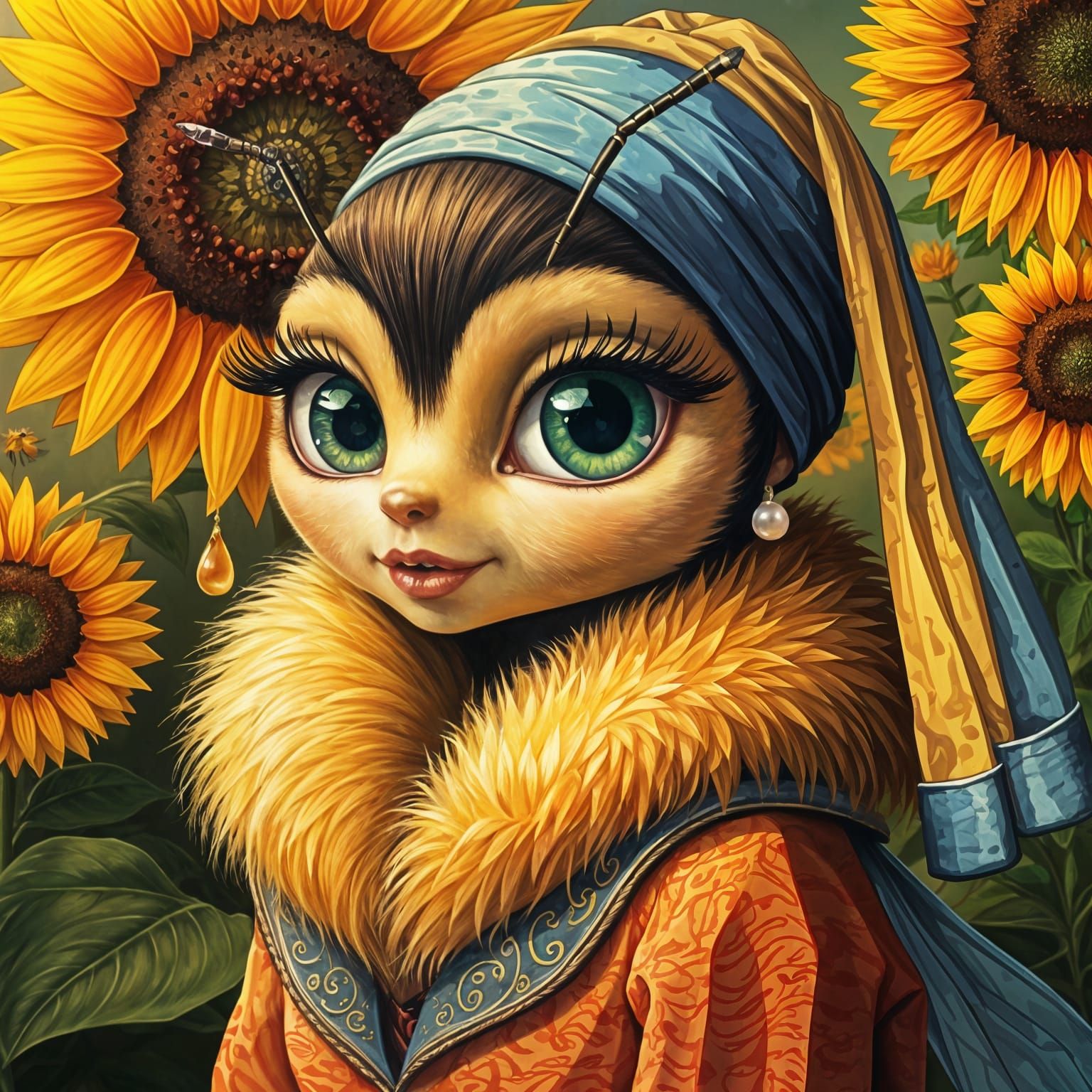 Bee with a pearl earring