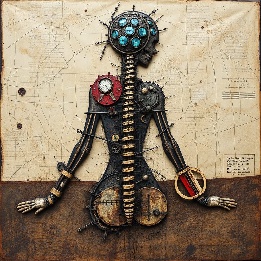 Abstract Expressionist Maze of Intricately Detailed Decay