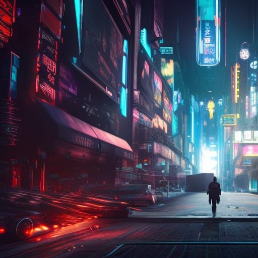 Cyberpunk Cityscape in 3D Game Cinematic Style