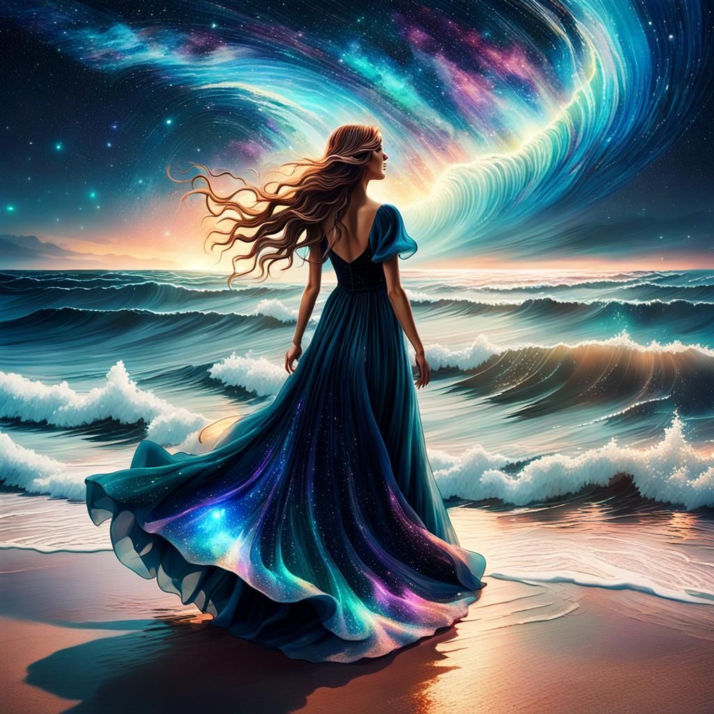 Ethereal Ocean Goddess in Vibrant Surrealist Masterpiece