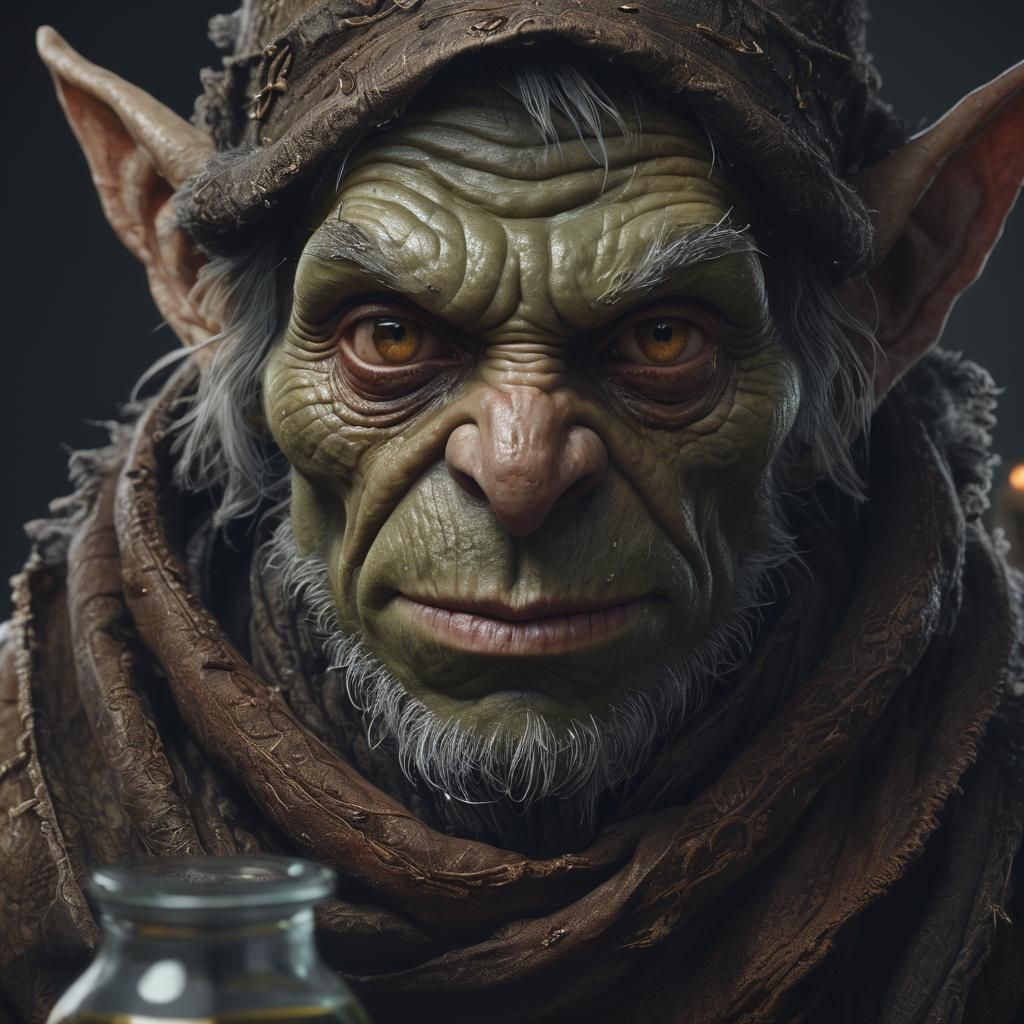 Goblin Alchemist Portrait in Dark Fantasy Style
