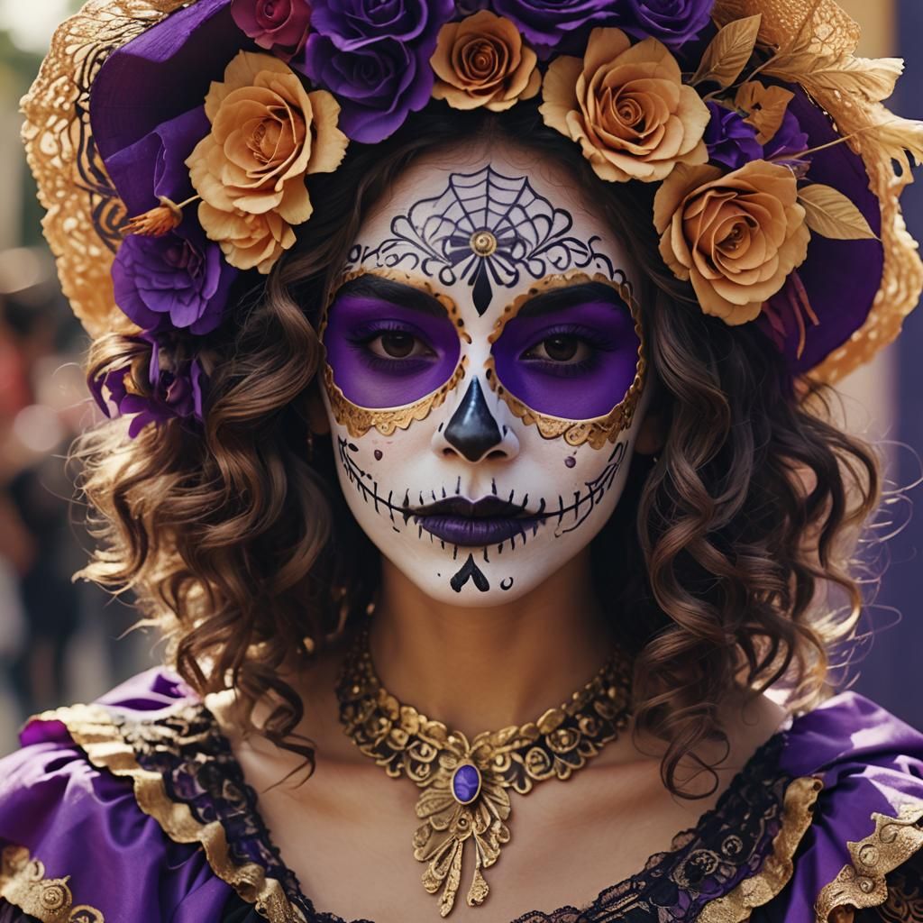 Argentine Woman as Catrina in Cinematic Film Still