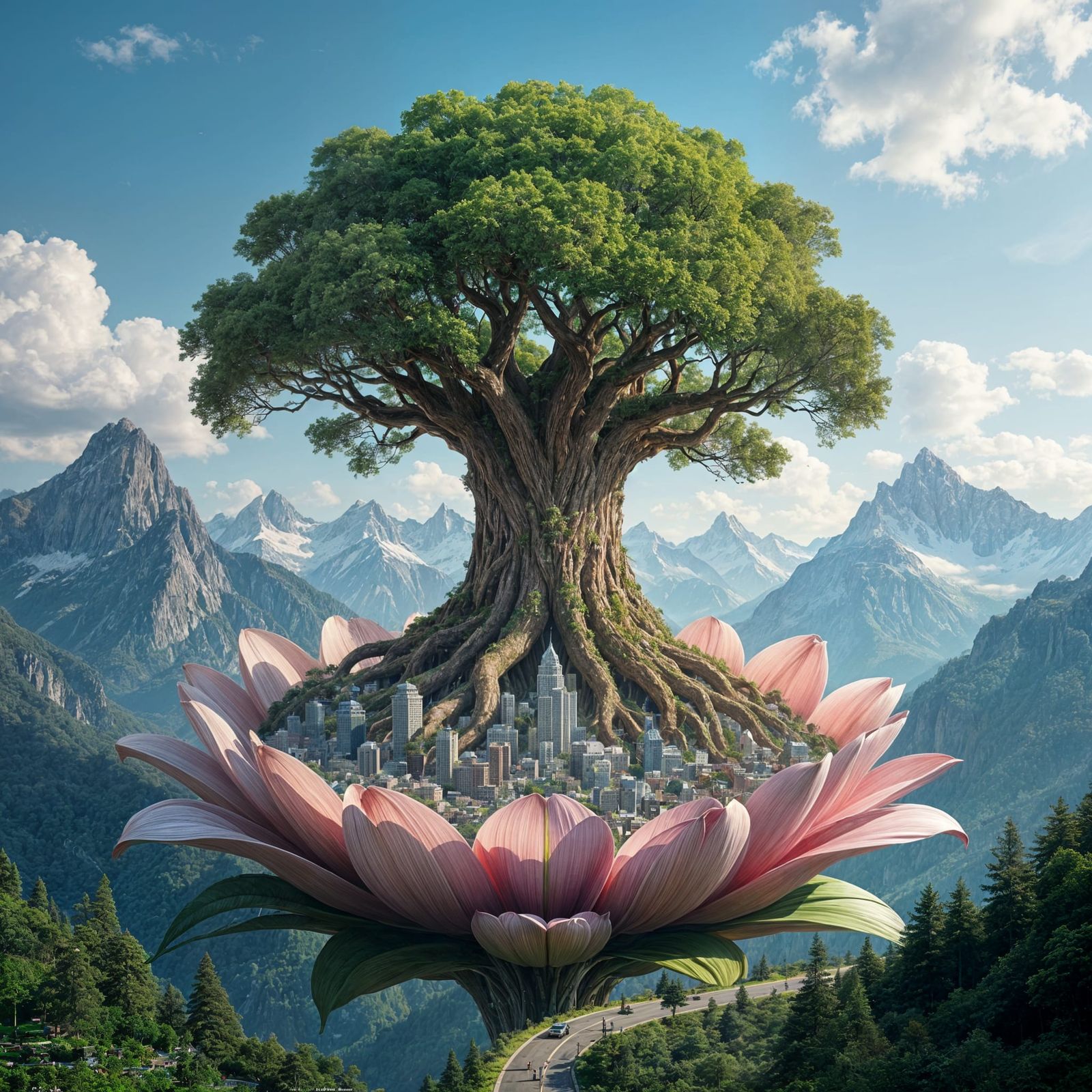 Giant Flower Petals House Miniature World