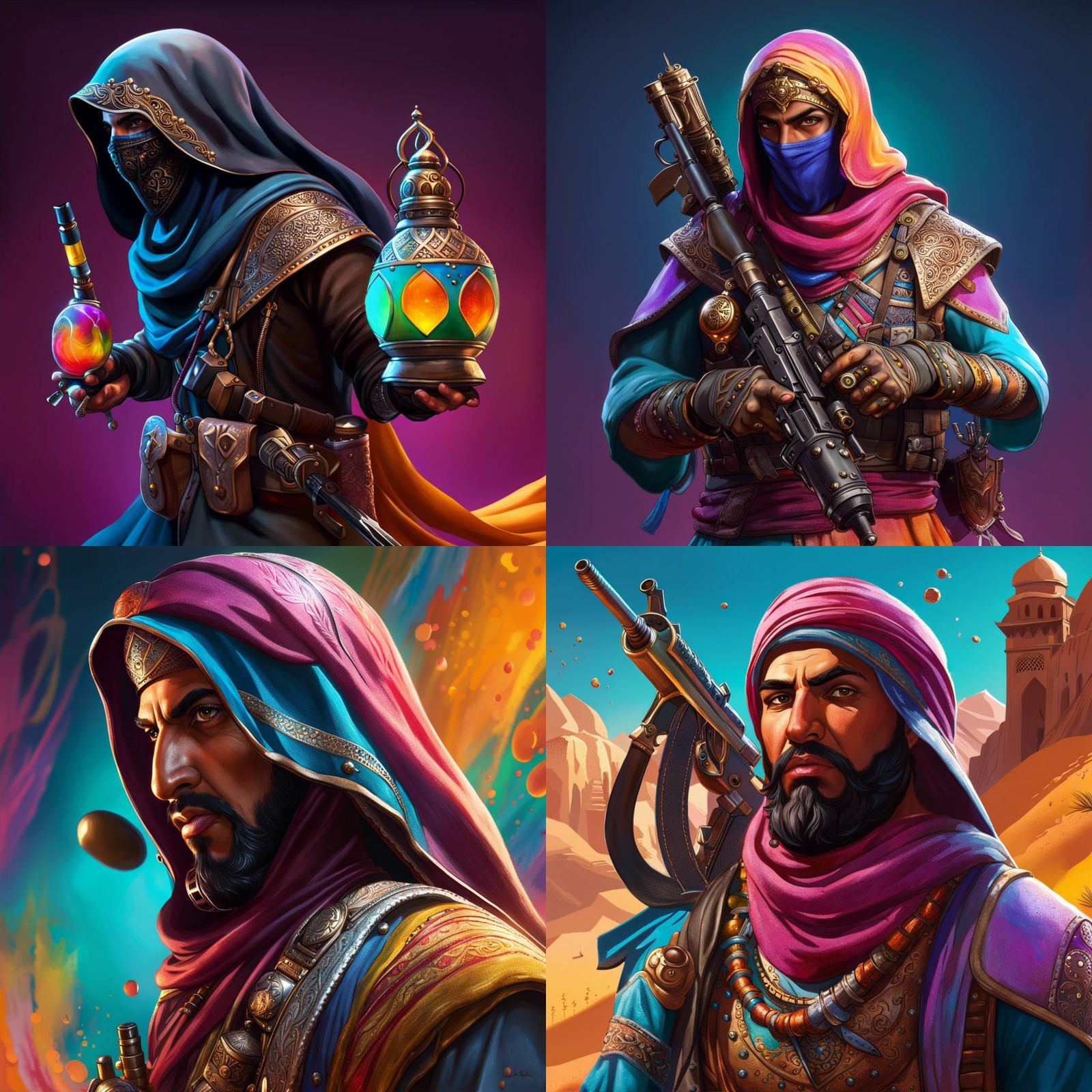 Whimsical Arabian Assassin Splash Art