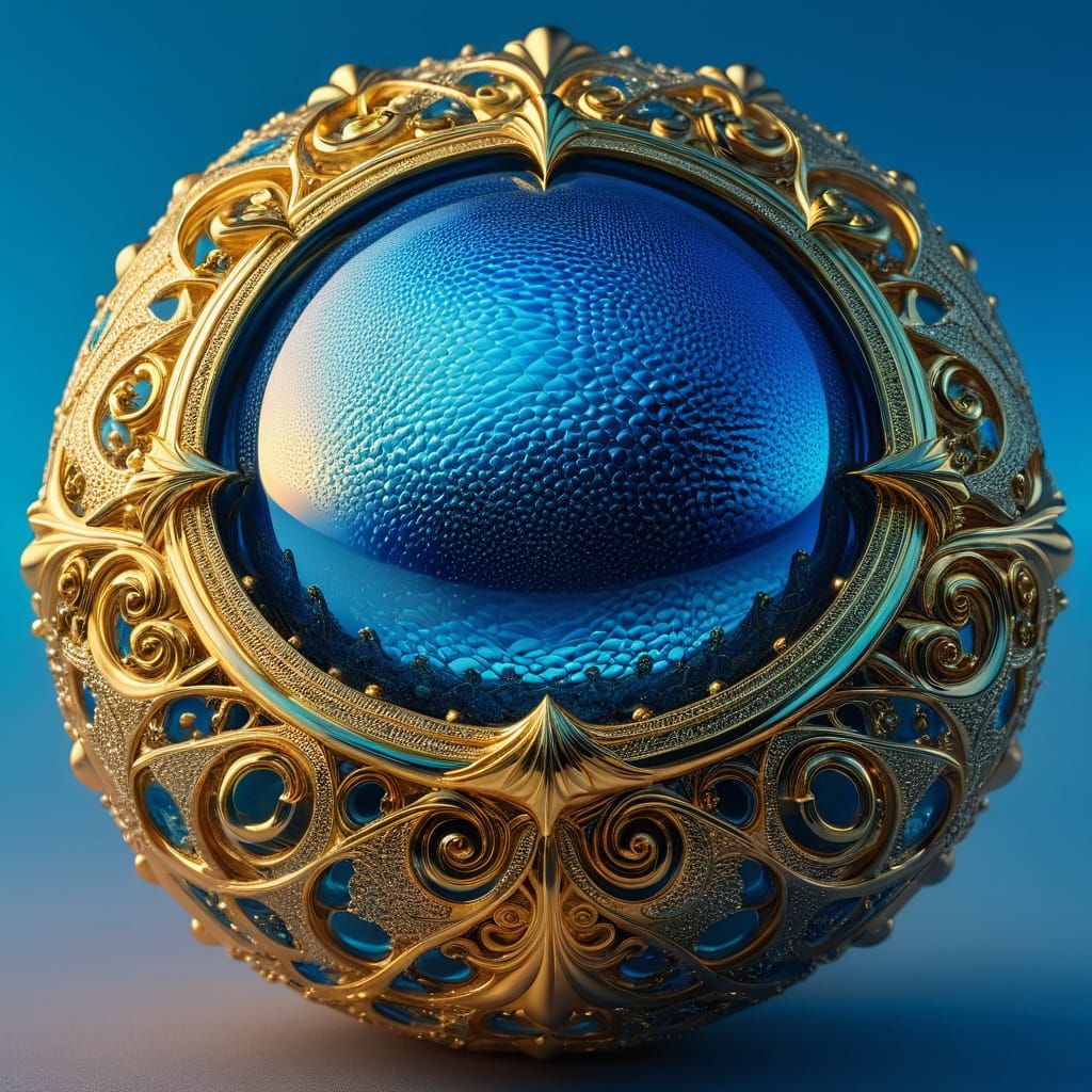 Surreal Blue Object in Dreamscape Art Style