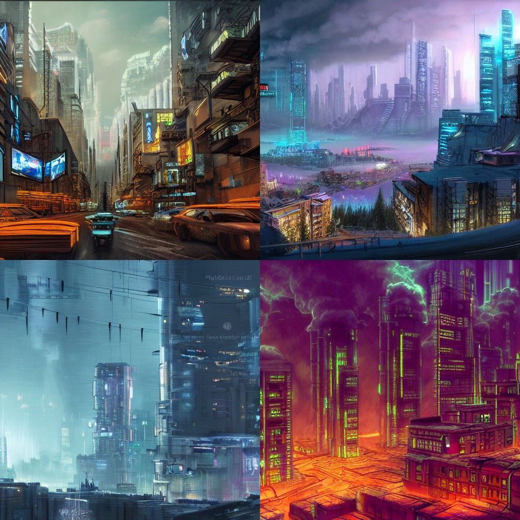 Cyberpunk City in the Clouds: 3D Concept Art