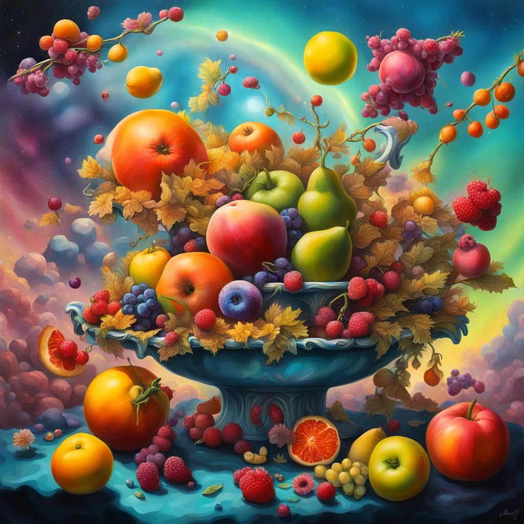 Surreal Spring Still Life with Cosmic Elements