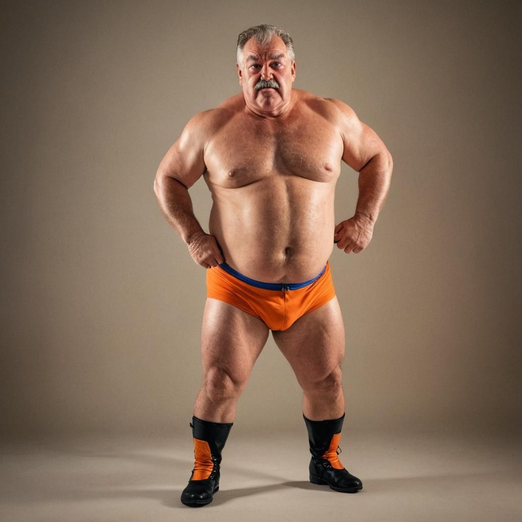 Vibrant Sports Photo of a Burly Wrestler in Spandex