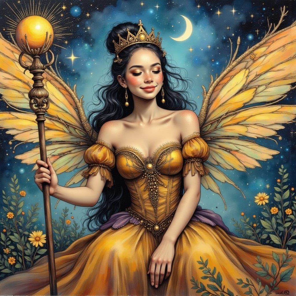 Steampunk Fae Queen in Airbrush Art