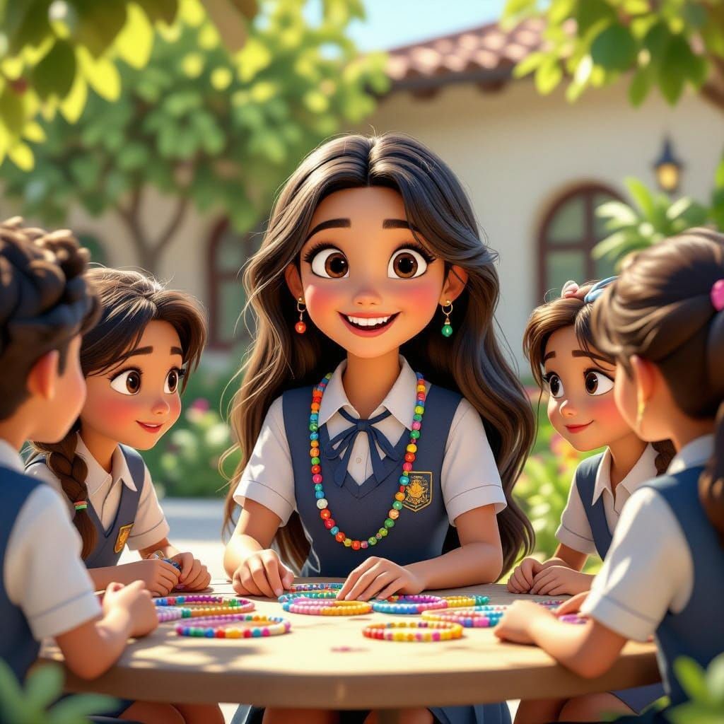 Girl Selling Jewelry in Pixar-Inspired 3D Art