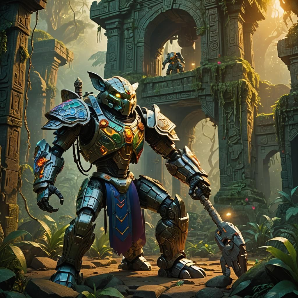 Bionicle Warrior vs Elephant Rat in Jungle Temple