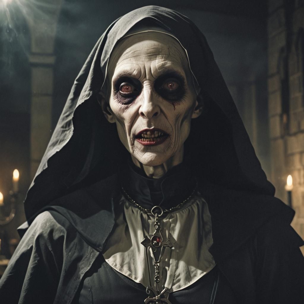 Nosferatu Nun Portrait with Dynamic Lighting